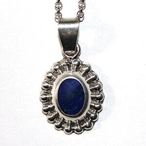 Vintage Southwestern Sterling Silver Azurite Necklace 18 Inches